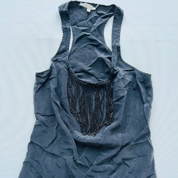 Matty M. Racer Tank Faded Silk Fringed Black ( S ) - Picture 1 of 2